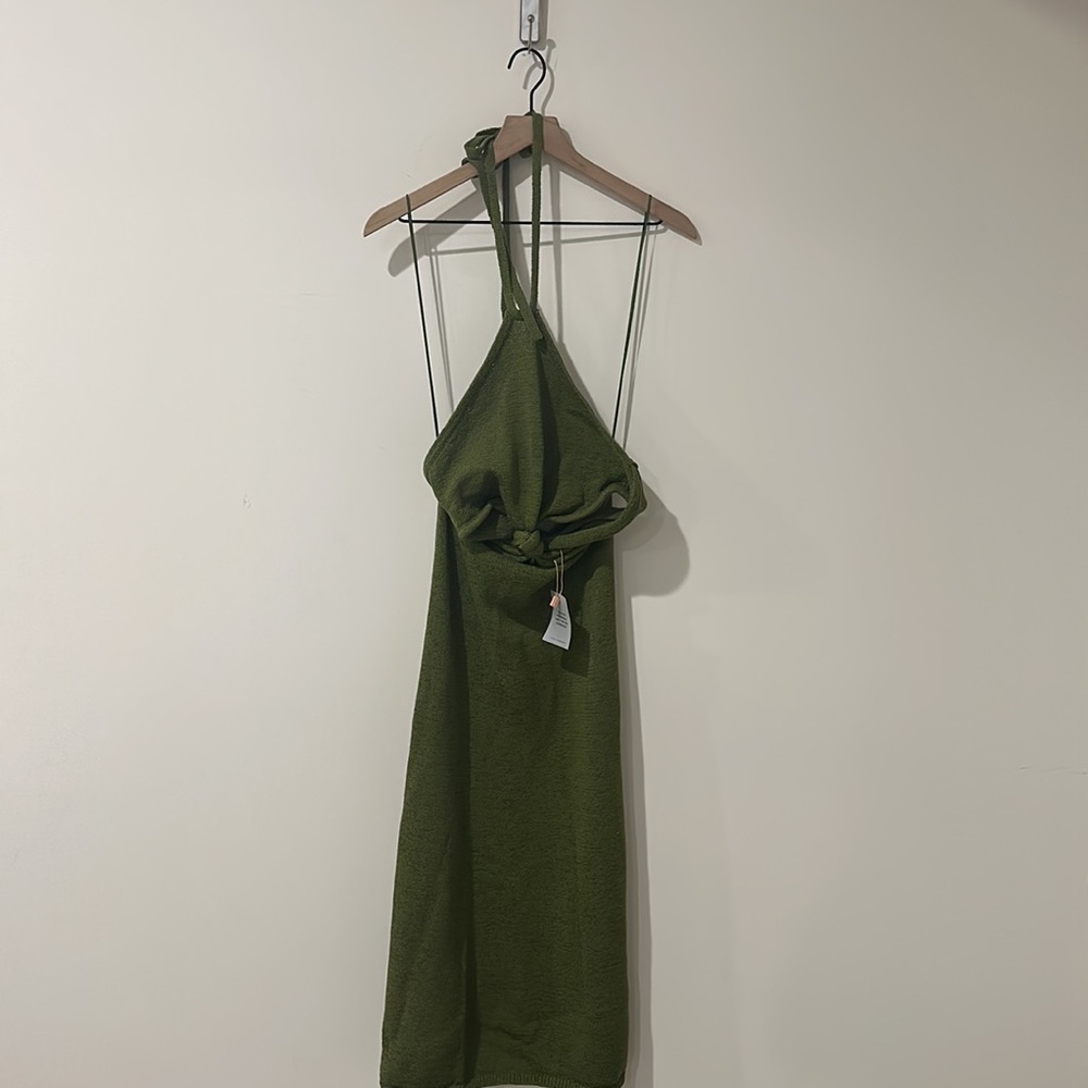NEW • Cult Gaia • Women’s Cameron Midi Dress in Olive Green Large - Picture 4 of 5